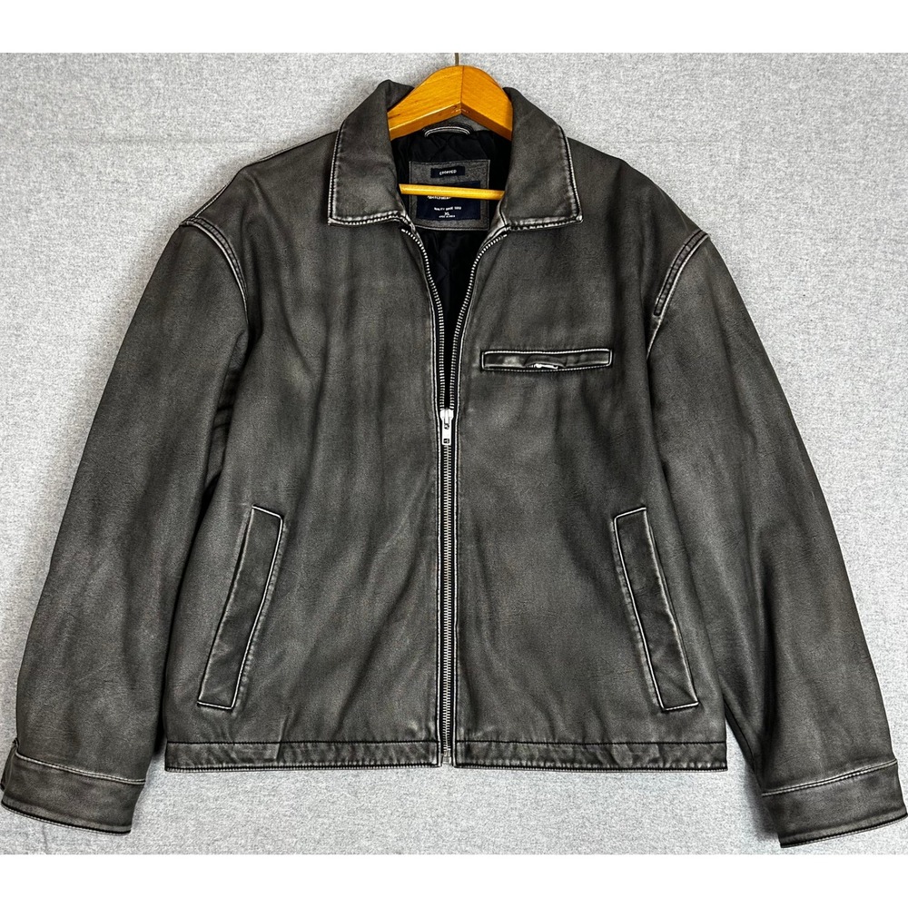 Abercrombie & Fitch Jacket Mens XL Gray Faux Vegan Leather Cropped